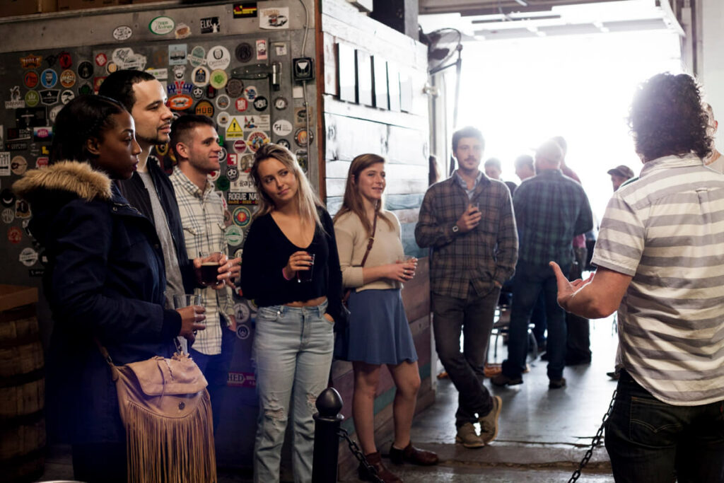 guests on an Asheville brewery tour