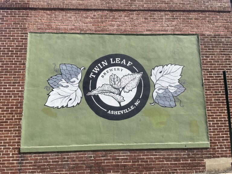 Twin Leaf Brewery sign in Asheville