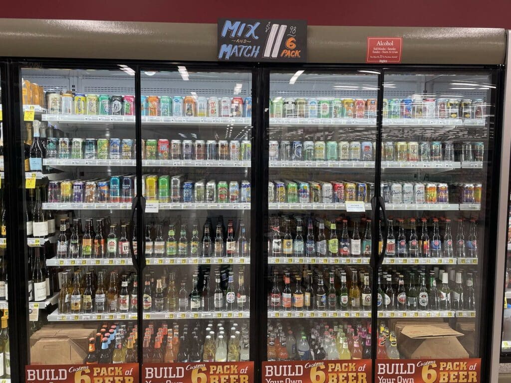 mix and match cooler at a beer store