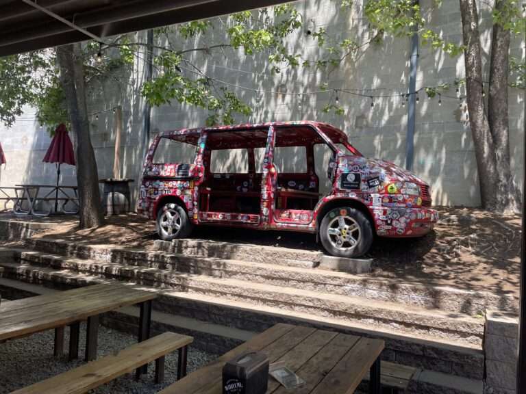 Cool old van for outside seating at Burial Beer
